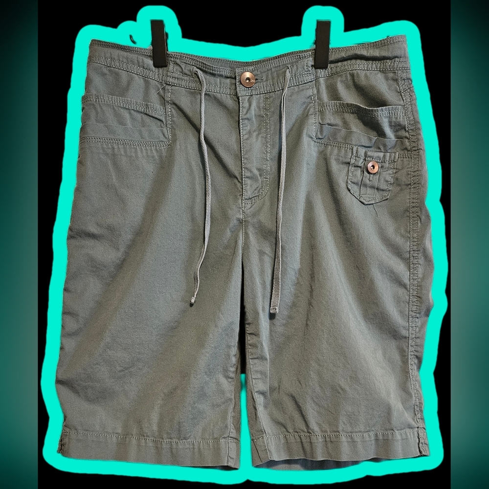 Lee Women's Green Cargo Shorts Drawstring 12 Medium